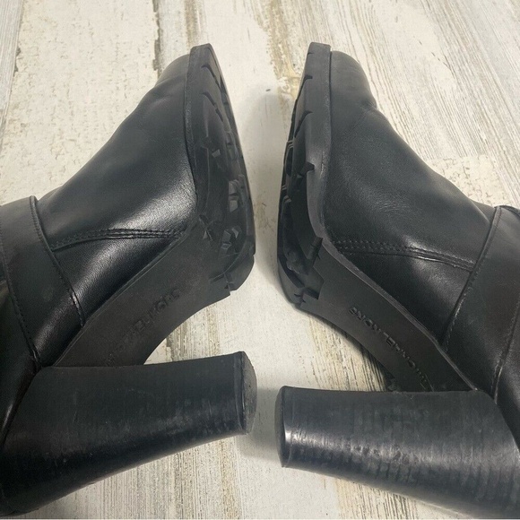 Michael Michael Kors Leather Block Heel Low Boots Black Gold Buckle size 9 - Picture 7 of 10
